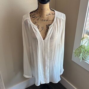 Lane Bryant Cream V-Neck Blouse